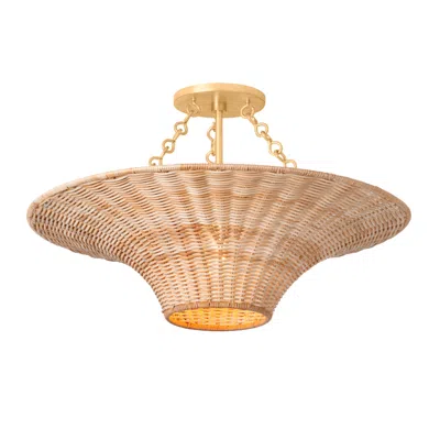 Troy Ketan 24 1/2" Wide Vintage Gold Leaf Wicker Ceiling Light