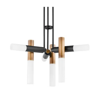Troy Koa 33 1/2" Wide Black And Patina Brass 6-light Chandelier