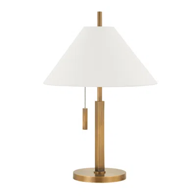 Troy Lighting Clic 22 1/2" Linen And Brass Modern Table Lamp