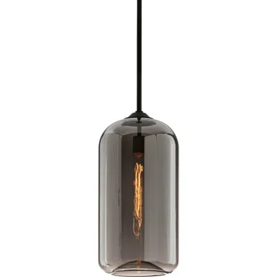 Troy Lighting District 10" Wide Satin Black Smoke Glass Mini Pendant