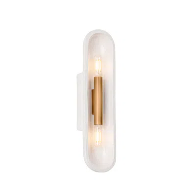 Troy Lighting Lane Wall Sconce 4" In Patina Brass And Ceramic White