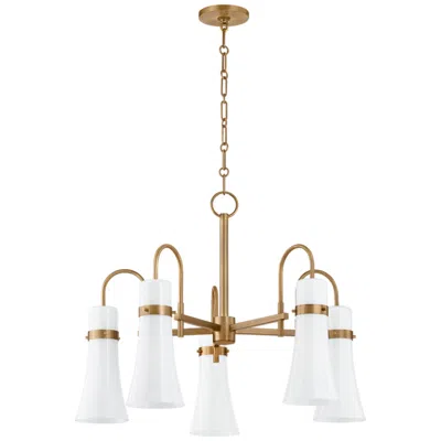 Troy Lighting Maple 27.25 In 5 Lt Chandelier Patina Brass In Gold