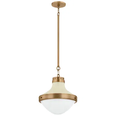 Troy Lighting Maxton 13.5 In 1 Lt Pendant Patina Brass And Soft Sand