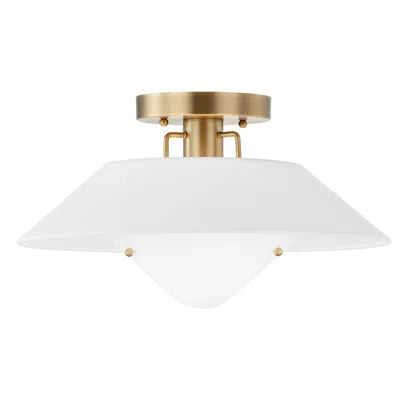 Troy Lighting Otto 16" Wide Patina Brass Linen Shade Ceiling Light