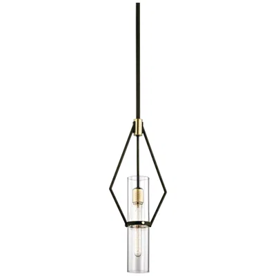Troy Lighting Raef 1 Light Pendant In Textured Bronze Brushed Brass In Black