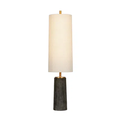 Troy Lighting Thane Floor Lamp 14" In Patina Brass And Ceramic Grey