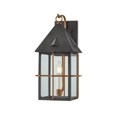 Troy Lighting Toby  Exterior Wall Sconce 8" In Patina Brass And Graphi
