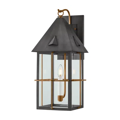 Troy Lighting Toby  Exterior Wall Sconce 9.75" In Patina Brass And Gra