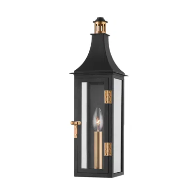 Troy Lighting Wes 19 High" Black And Brass Outdoor Wall Lantern Light