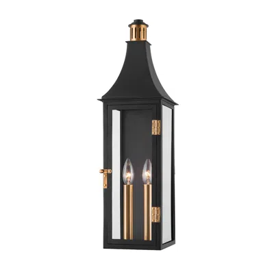 Troy Lighting Wes 24" High Black And Brass Outdoor Wall Lantern Light