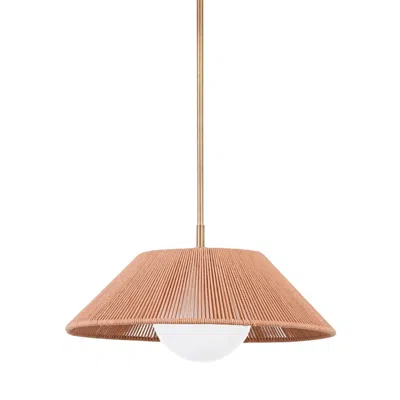 Troy Lisbon 21" Wide Patina Brass Cone Pendant Light In Pink