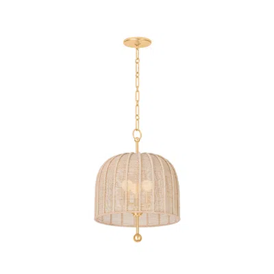 Troy Lonnie 15 1/4"w Gold Leaf And Bleached Rope Pendant Light