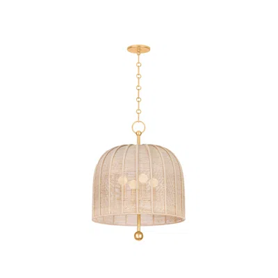 Troy Lonnie 20" Wide Gold Leaf And Bleached Rope Pendant Light