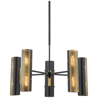 Troy Mikka 30" Wide Soft Black And Brass 10-light Chandelier