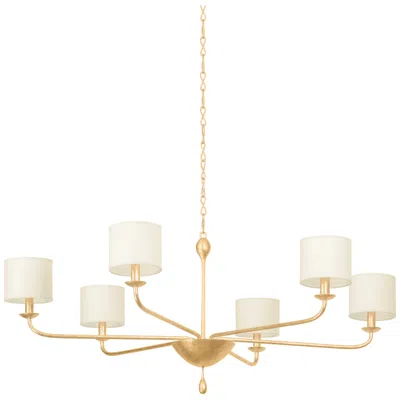 Troy Osmond 49 1/2" Wide Vintage Gold Leaf 6-light Chandelier