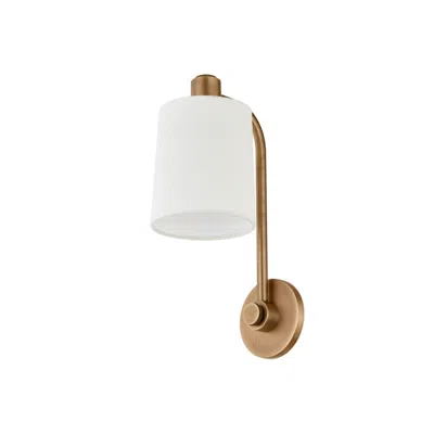 Troy Rigby 15 1/4" High Patina Brass Wall Sconce W/ White Fabric