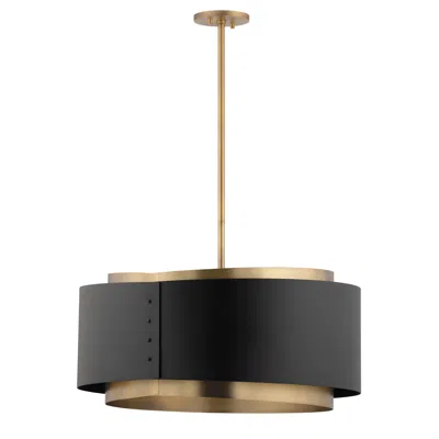 Troy Roux 25" Wide Patina Brass And Soft Black Drum Pendant Light