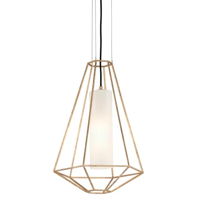 Troy Silhouette 16" Gold And White Glass Modern Geometric Pendant