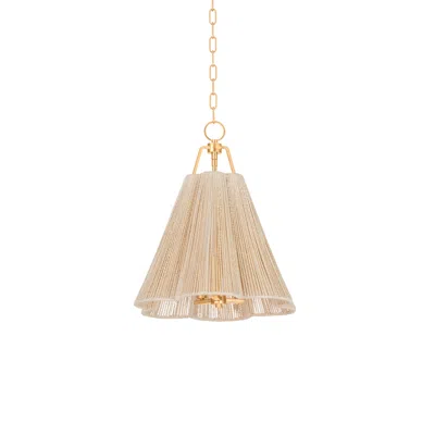 Troy Sonoma 18"w Vintage Gold Leaf And Abaca Rope Pendant Light