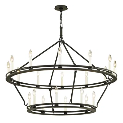 Troy Sutton 44" Wide Textured Black 20-light Chandelier