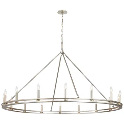 Troy Sutton 61"w Champagne Silver 16-light Wagon Wheel Chandelier