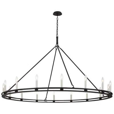 Troy Sutton 61"w Textured Black 16-light Wagon Wheel Chandelier