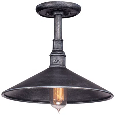 Troy Toledo Collection 10 1/2" High Silver Outdoor Hanging Light In Black