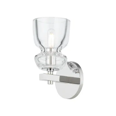 Troy Trey 9 1/4" High Polished Nickel And Clear Glass Wall Sconce