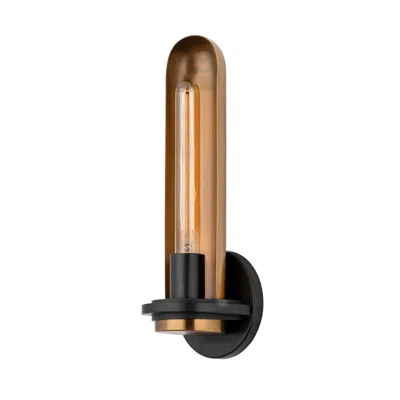 Troy Tuscon 15 1/4" High Patina Brass And Soft Black Wall Sconce