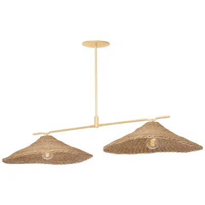 Troy Valier 56 1/4" Wide Vintage Gold Leaf 2-light Pendant