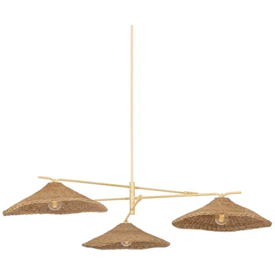 Troy Valier 72" Wide Vintage Gold Leaf 3-light Chandelier