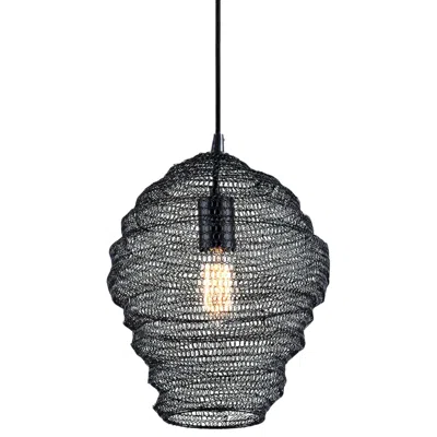 Troy Wabi Sabi 13" Wide Black Pendant Light W/ Black Iron Mesh Shade