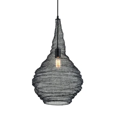 Troy Wabi Sabi 16"w Black Pendant Light W/ Black Iron Mesh Shade