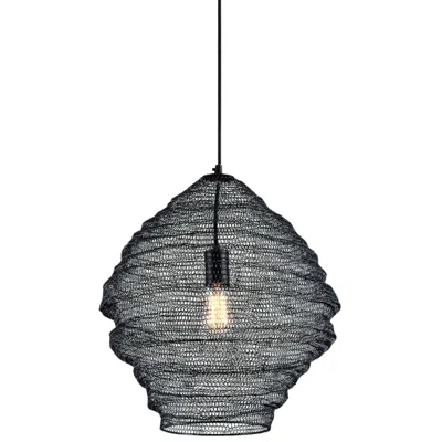 Troy Wabi Sabi 18" Wide Black Pendant Light W/ Black Iron Mesh Shade