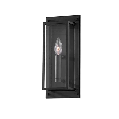 Troy Winslow 13 1/2" High Textured Black Outdoor Wall Light