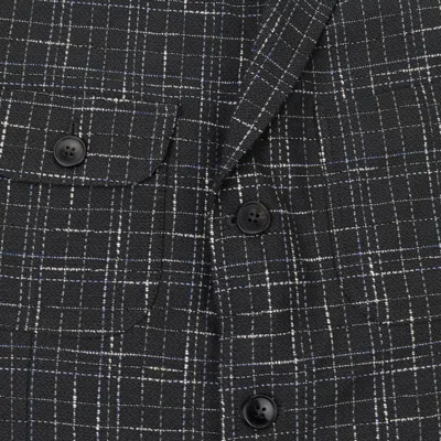 Très Bien Four Pocket Checked Boucle Black Blazer In Multi
