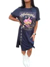 Très Bien Midnight Dreamer Graphic Dress In Charcoal In Pink