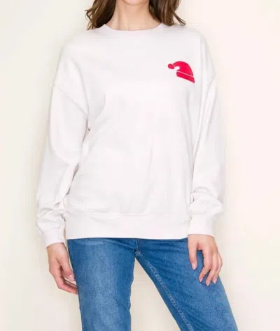 Très Bien Santa Hat Crewneck In Ivory In Multi