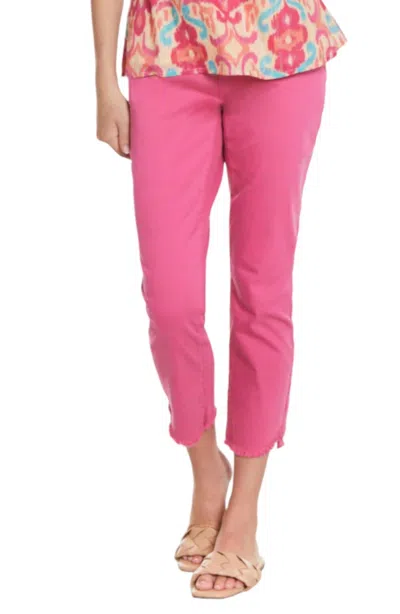 Tru Luxe Crop Step Fray Hem Jeans In Bright Pink In Pattern