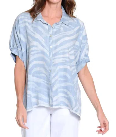Tru Luxe Dolman Camp Shirt In Chambray In Blue