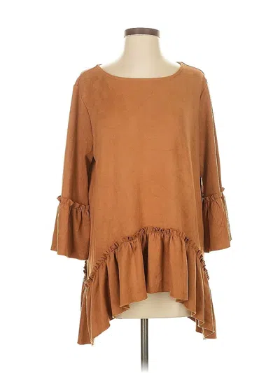 Pre-owned Tru Luxe Jeans 3/4 Sleeve Top In Brown