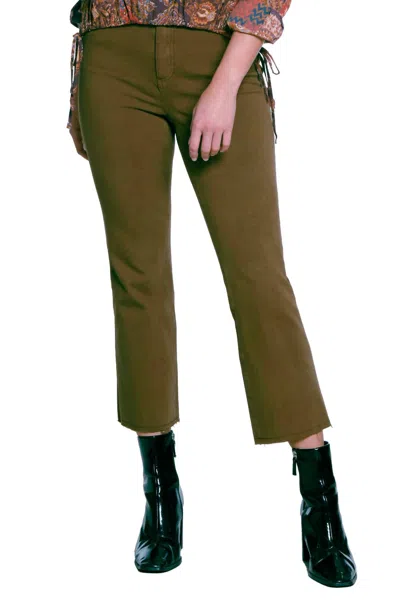 Tru Luxe Kick Crop Jeans In Moss Green In Multi