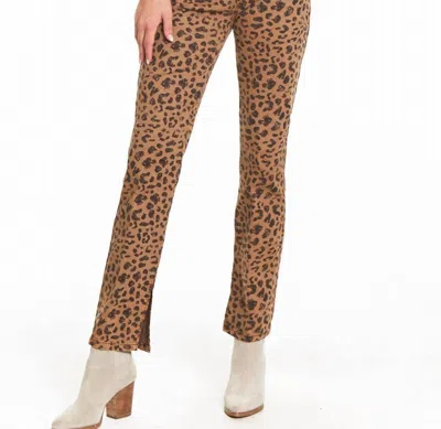 Tru Luxe Leopard Print Hi Waist Straight Jean In Brown Animal Print