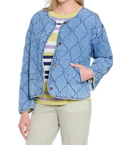 Tru Luxe Quilted Denim Jacket In Blue