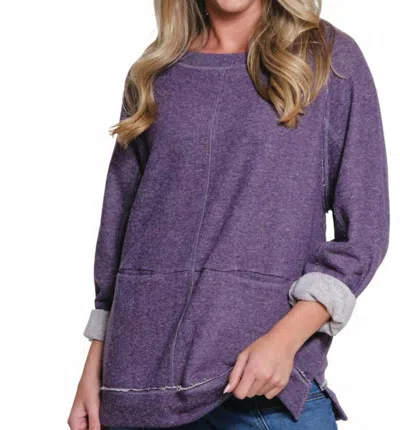 Tru Luxe Raglan Knit Top In Purple In Green