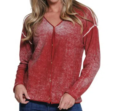Tru Luxe Reverse Print Cardigan In Brick In Red