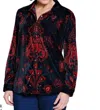 Tru Luxe Velvet Button Front Top In Multi In Black