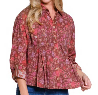 Tru Luxe V-neck Swing Shirt In Multi
