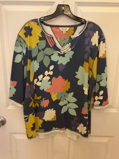 Tru Luxe Women's Notched Neck Top In Blue In Multi