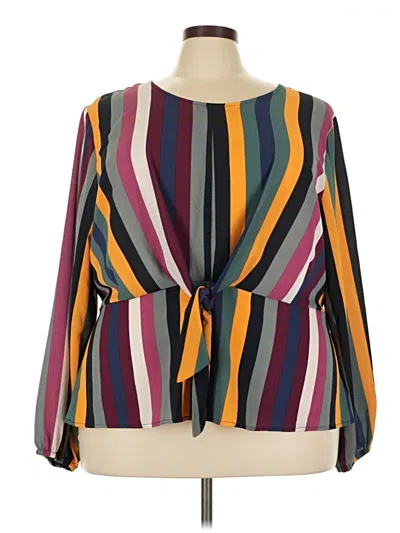 Pre-owned Tru Self Long Sleeve Blouse In Purple